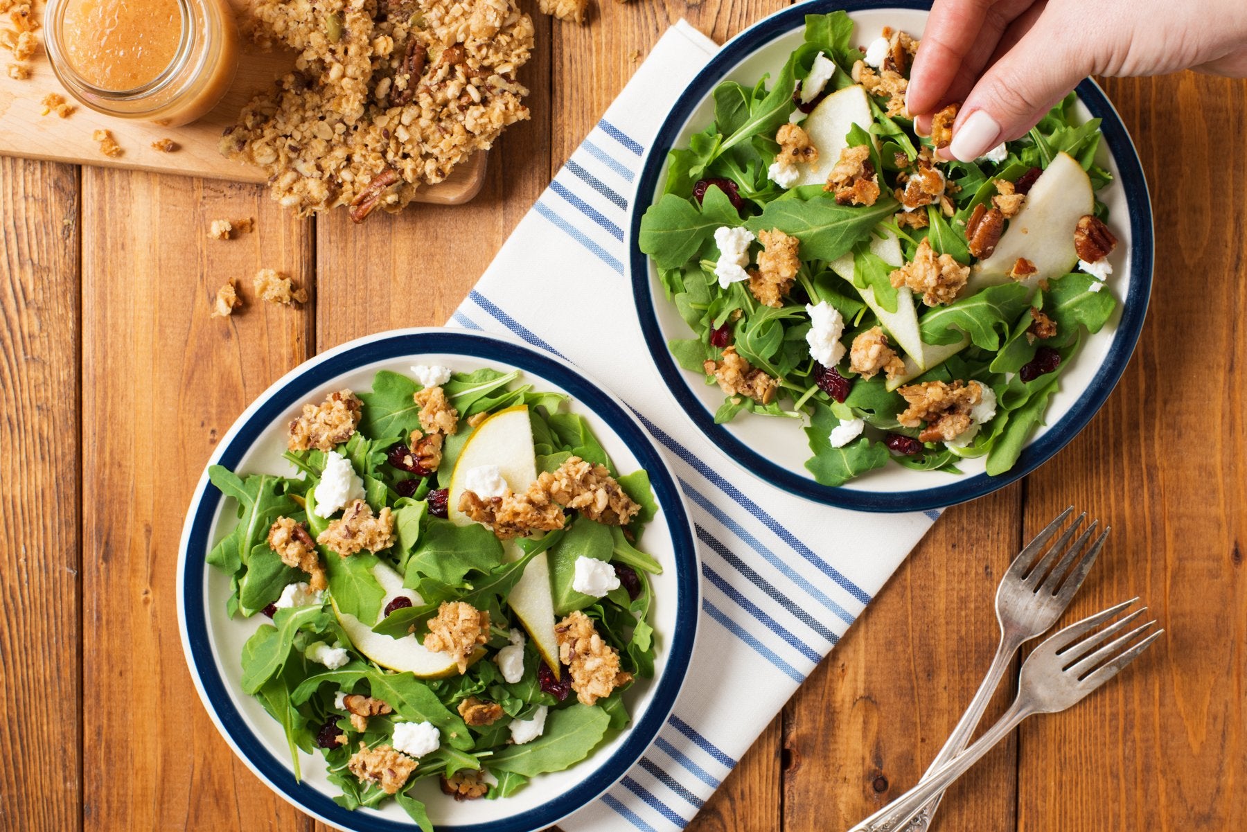 Arugula Salad with Pumpkin Seed Flax Clusters