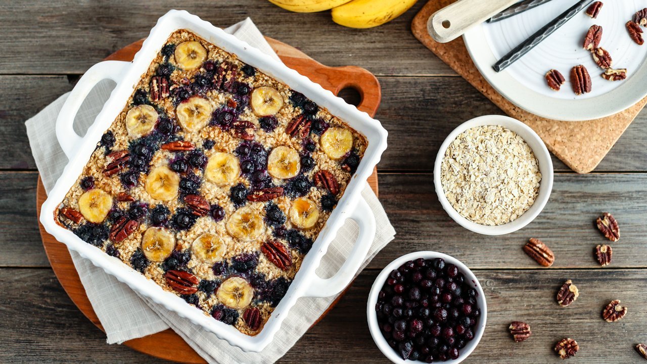 Blueberry Banana Nut Baked Oatmeal