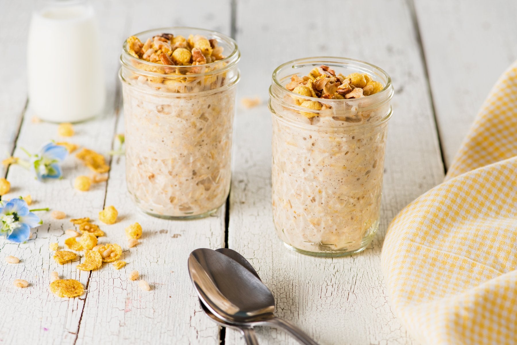 Banana Overnight Oats with Crunchy Sunrise Topping