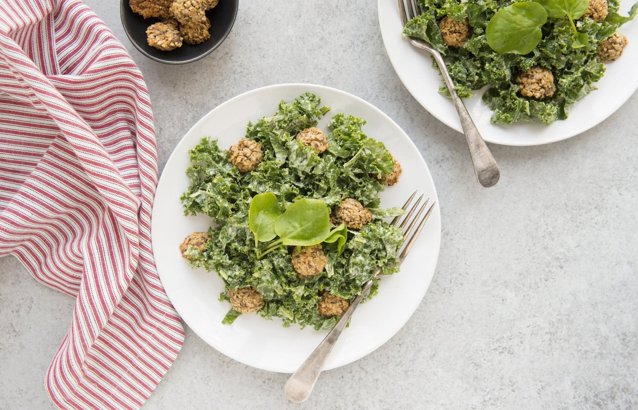 Kale Caesar Salad with Crunchy Hemp Croutons