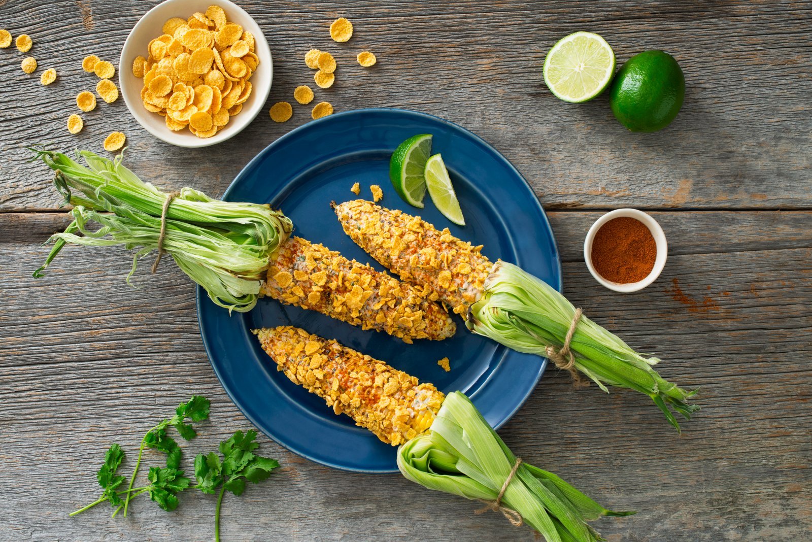 Mexican-Style Street Corn with Corn Flakes