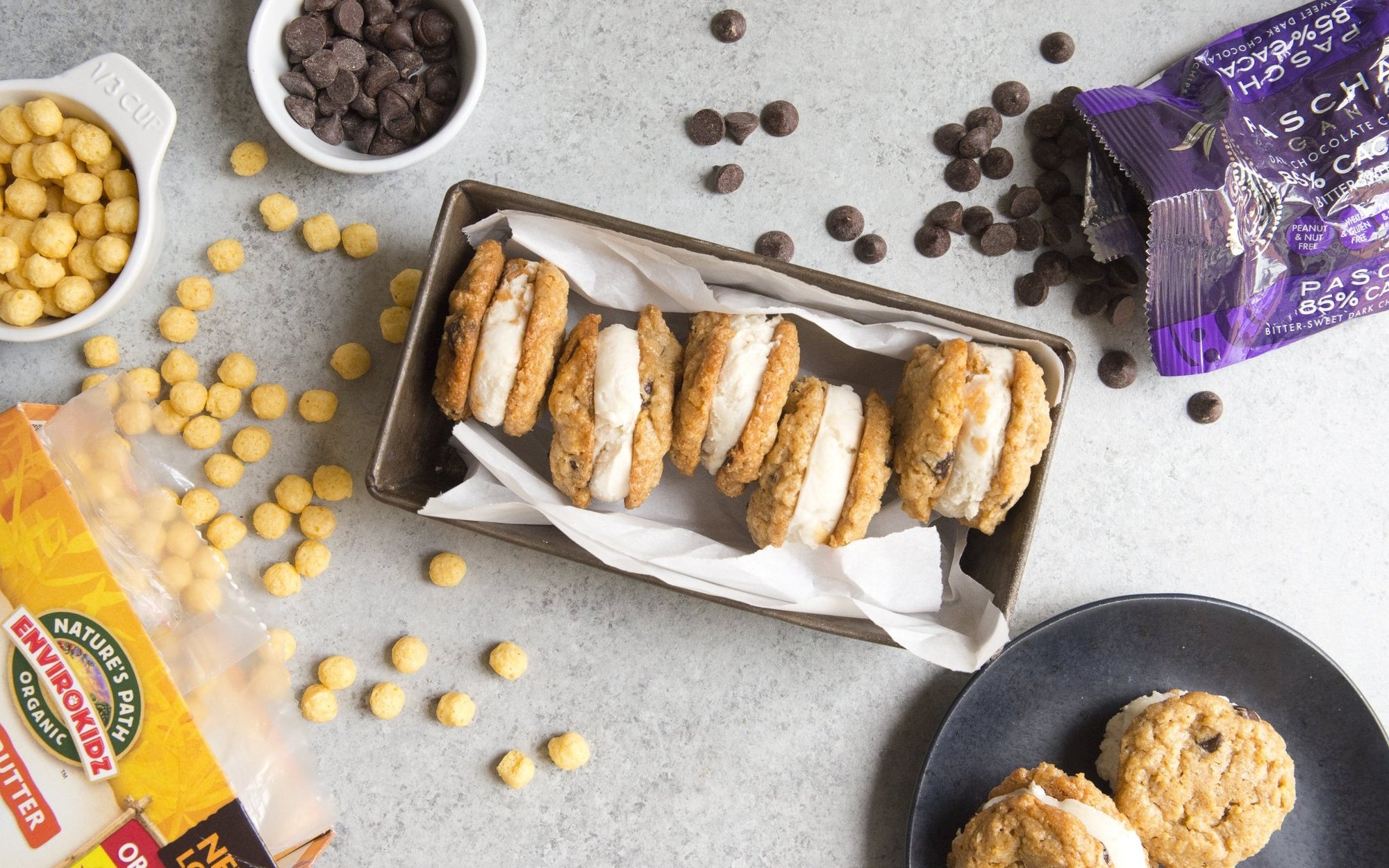 Mini PB and Chocolate Ice Cream Sandwiches