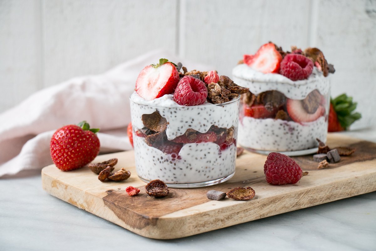 Red Berries and Dark Chocolate Chia Pudding