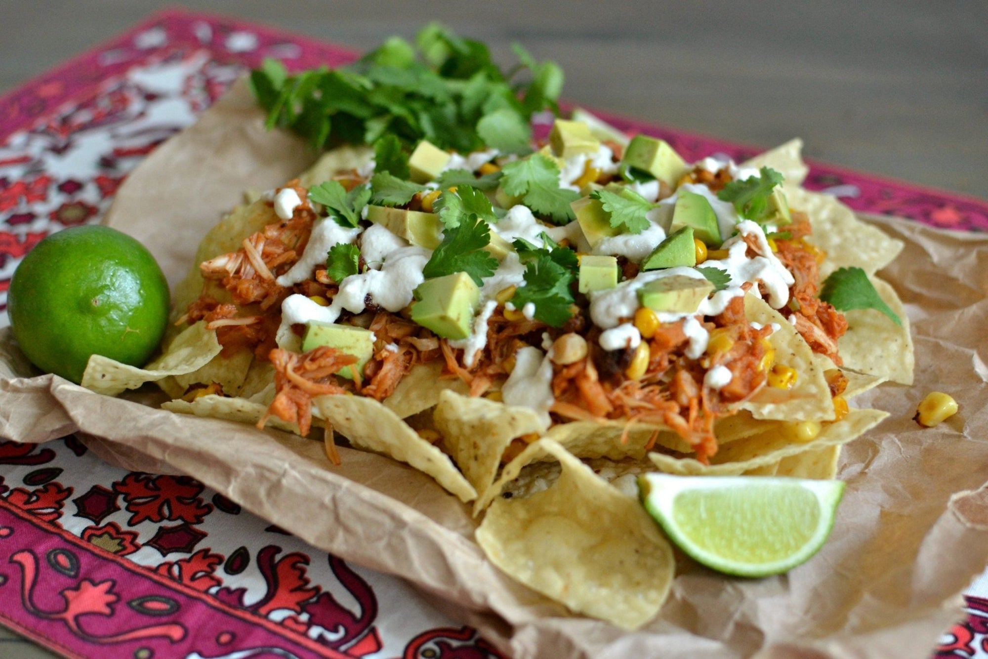 Vegan BBQ Pulled Jackfruit & Mexican Grilled Corn Nachos