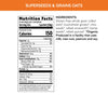 Nutrition facts per serving and ingredient statement for Superseeds & Grains Gluten Free Superfood Oatmeal