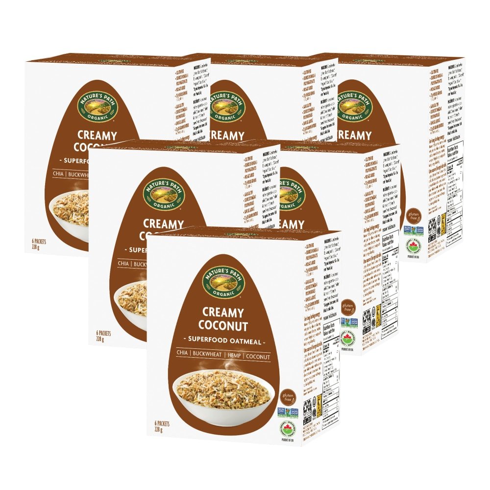 Pack of 6, Nature's Path Organic Creamy Coconut Superfood Oatmeal 228g Box