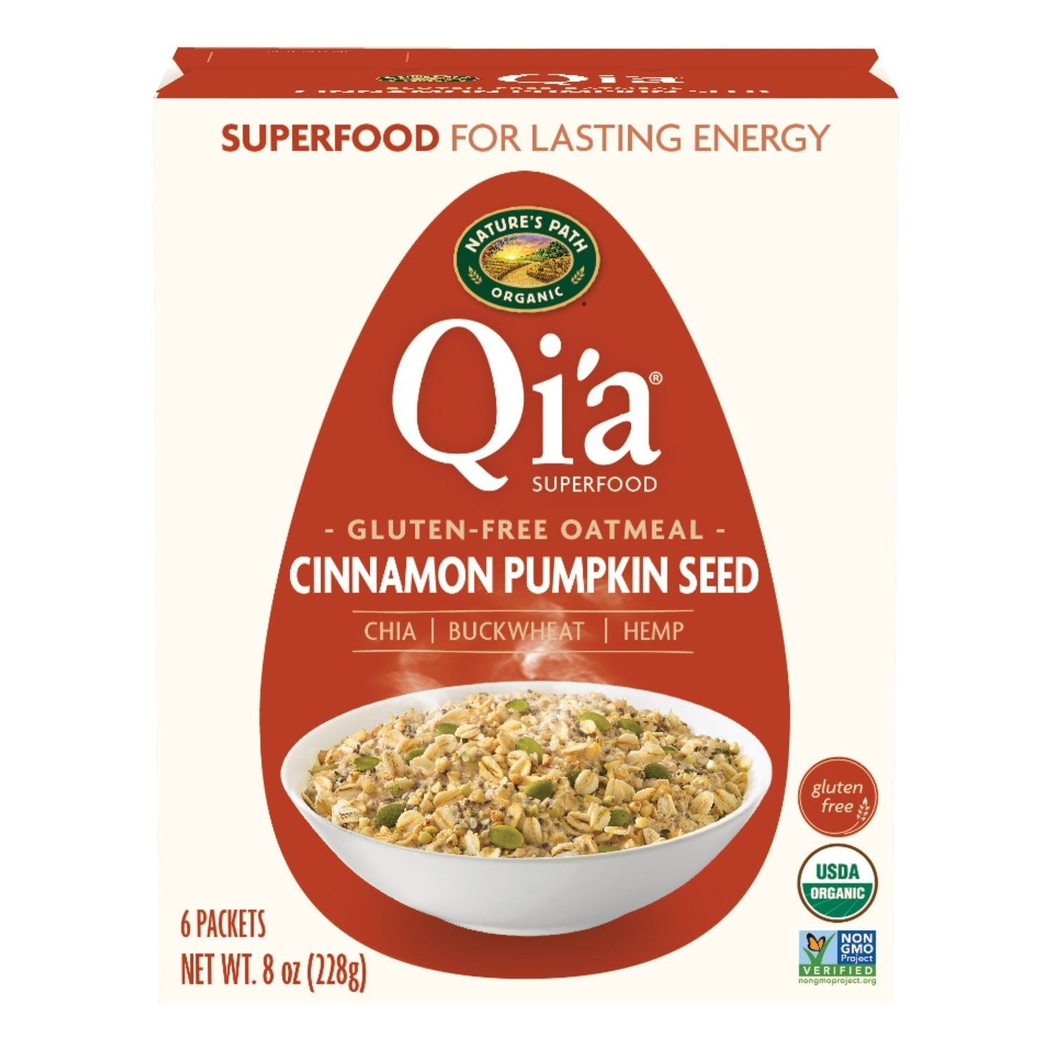 Nature's Path Qi'a Organic Cinnamon Pumpkin Seed Oatmeal 8oz Box