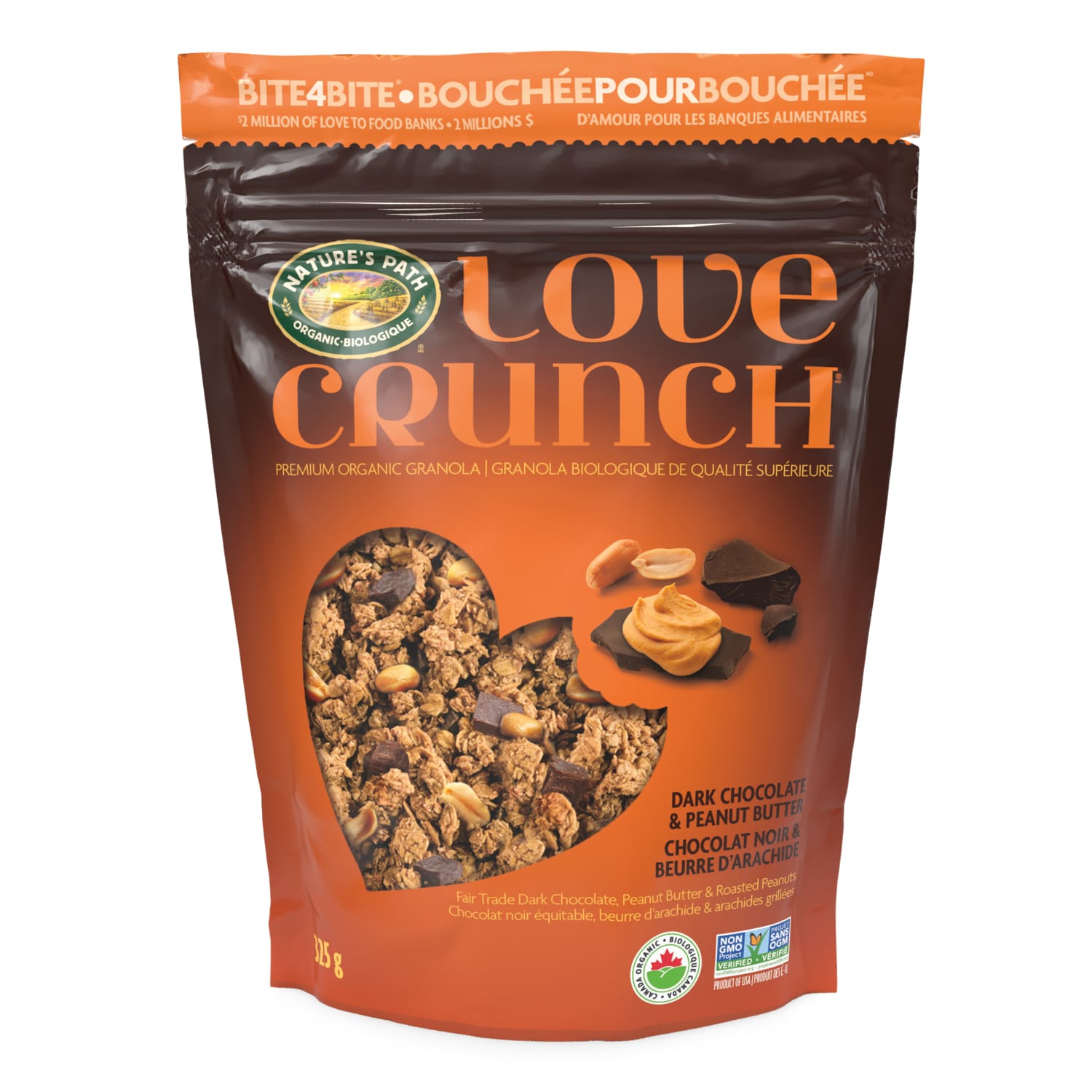 Love Crunch Organic Dark Chocolate & Peanut Butter Granola 325g Pouch