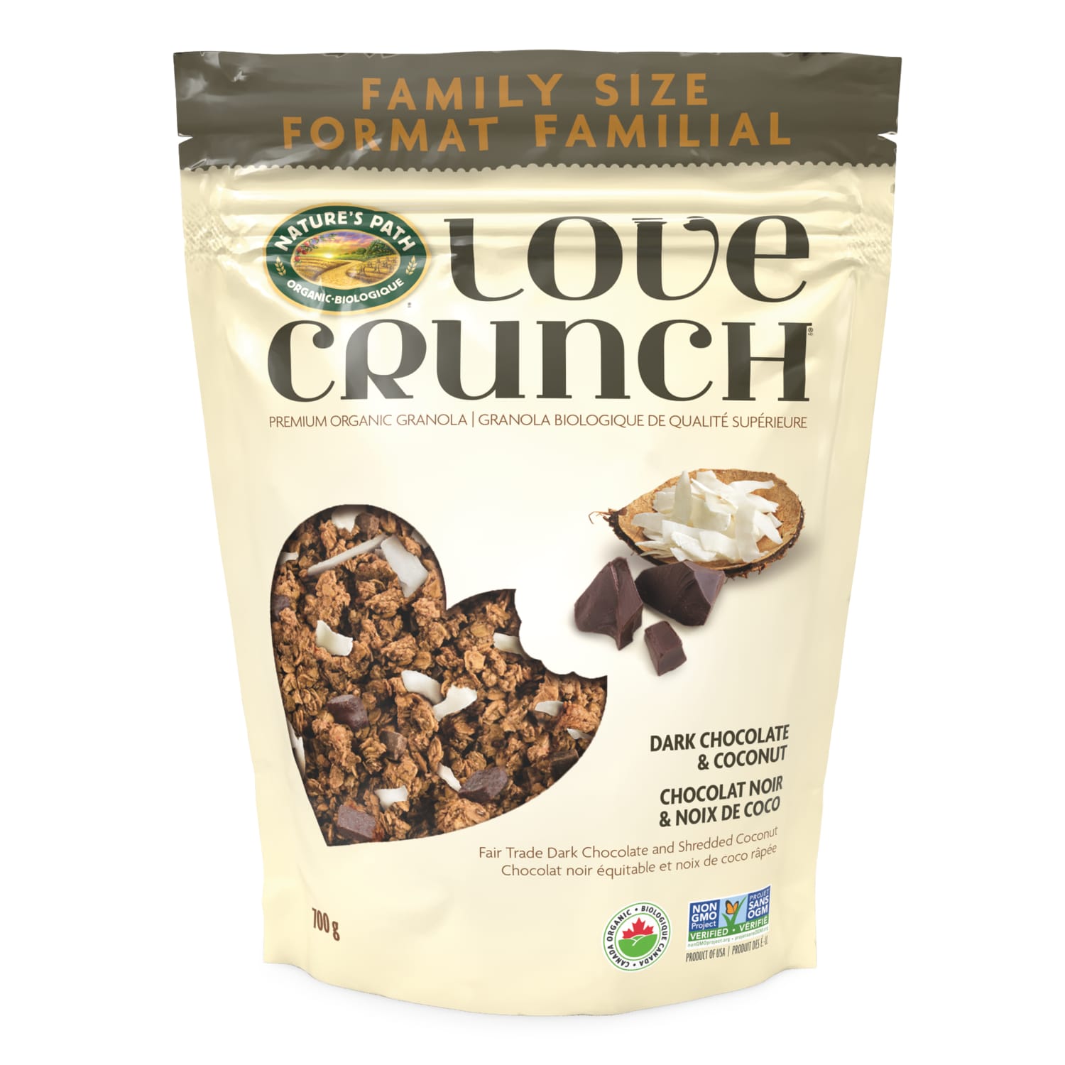 Love Crunch Organic Dark Chocolate & Coconut Granola 700g Pouch