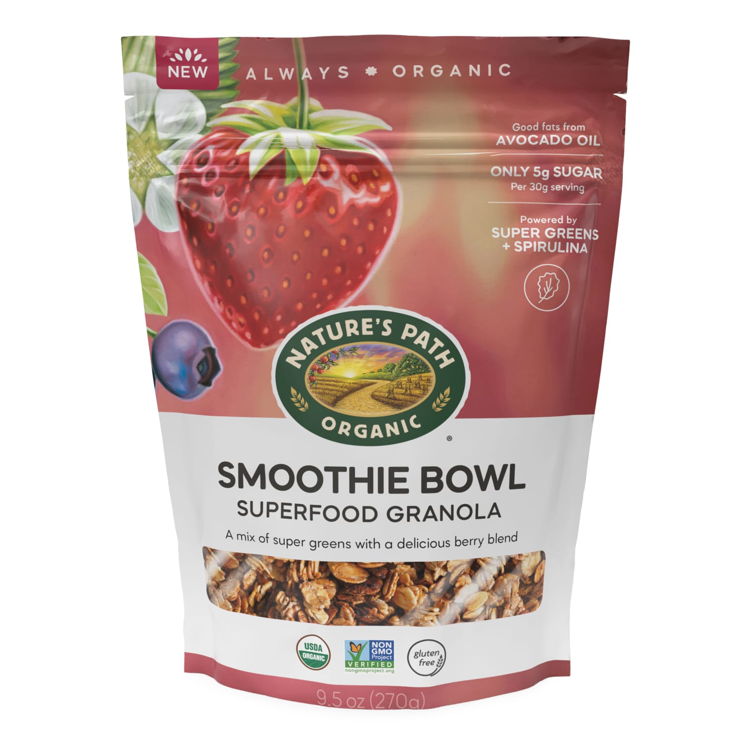 Nature's Path Organic Smoothie Bowl Superfood Gluten Free Granola 9.5 oz Pouch