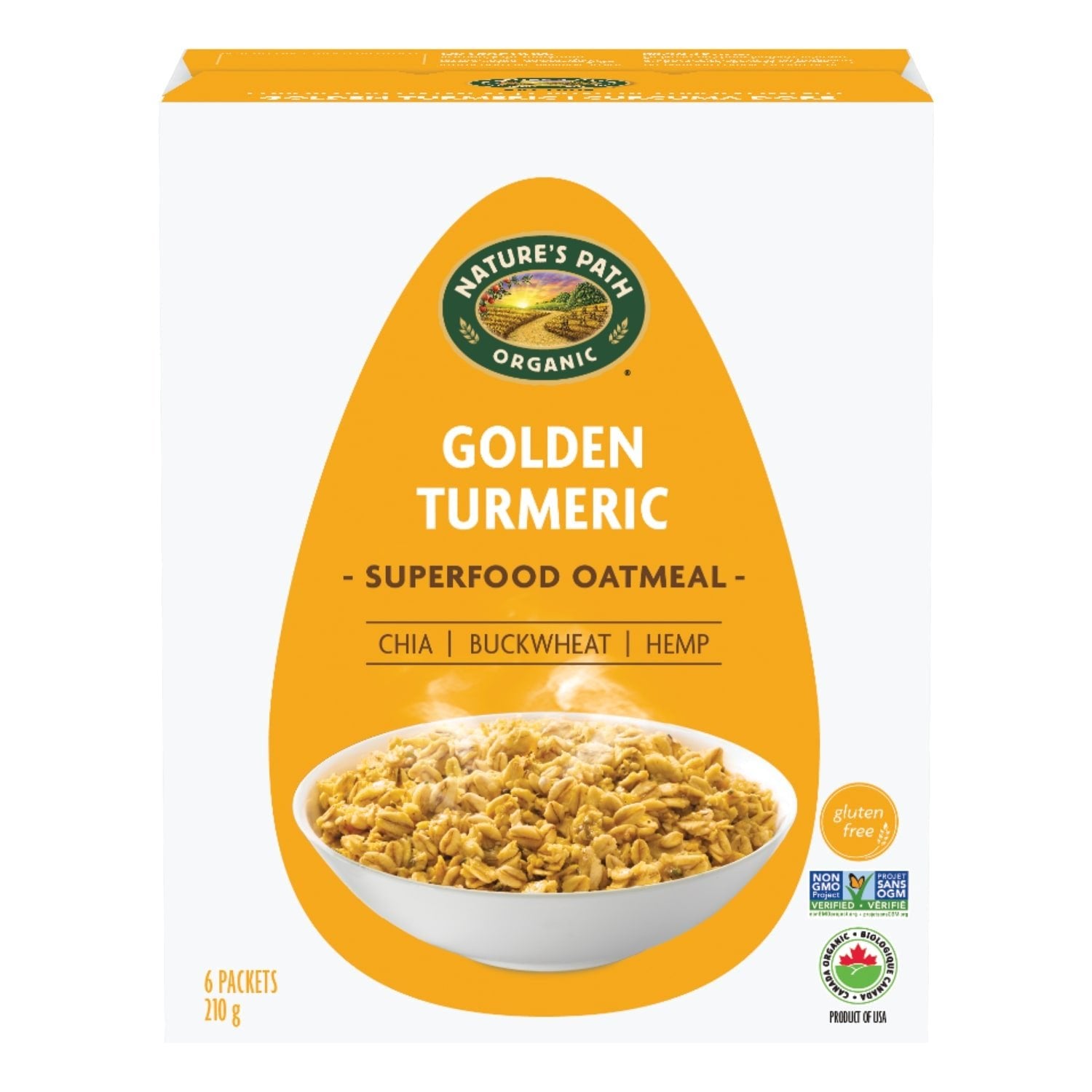 Nature's Path Organic Golden Turmeric Gluten Free Oats 210g Box