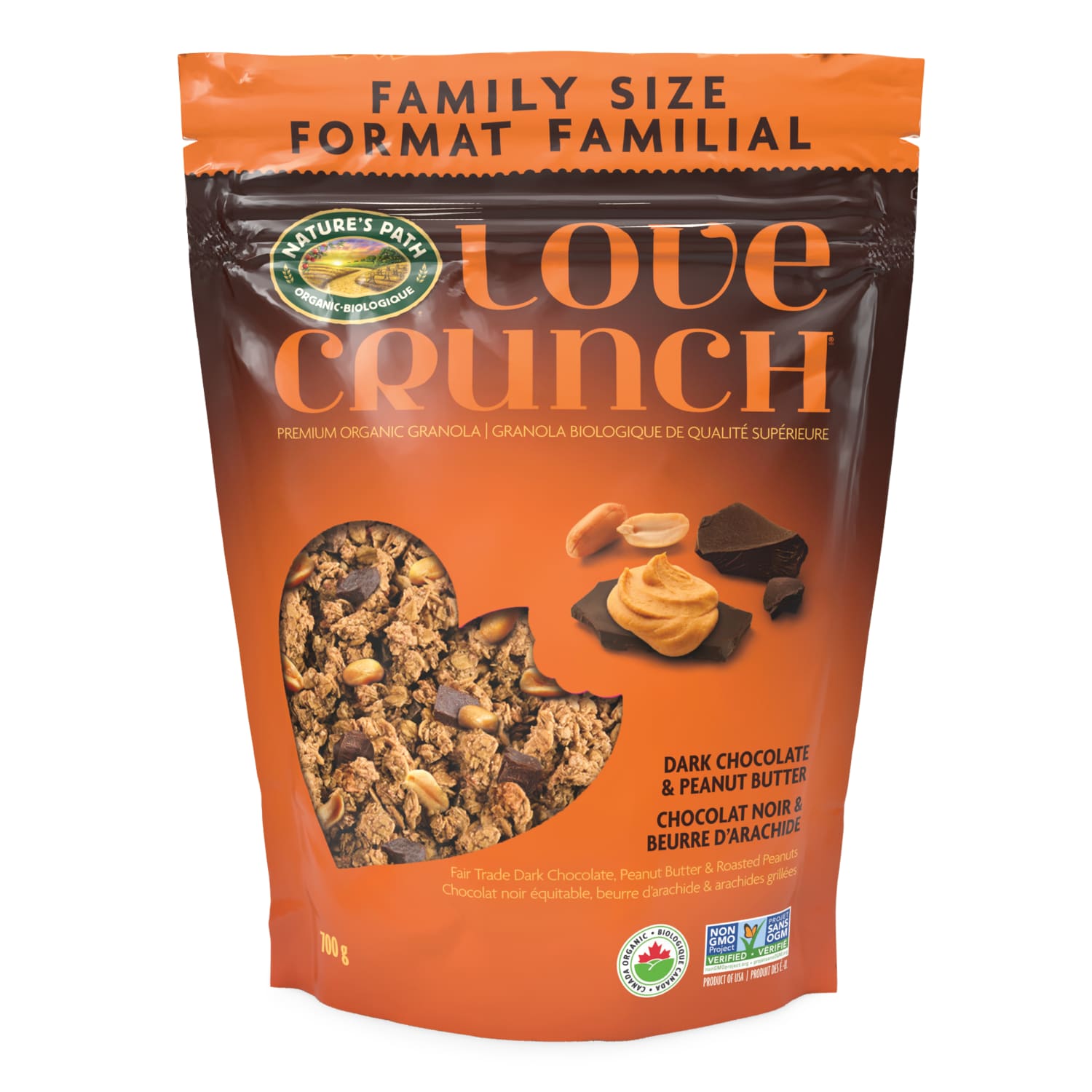 Love Crunch Organic Dark Chocolate & Peanut Butter Granola 700g Pouch