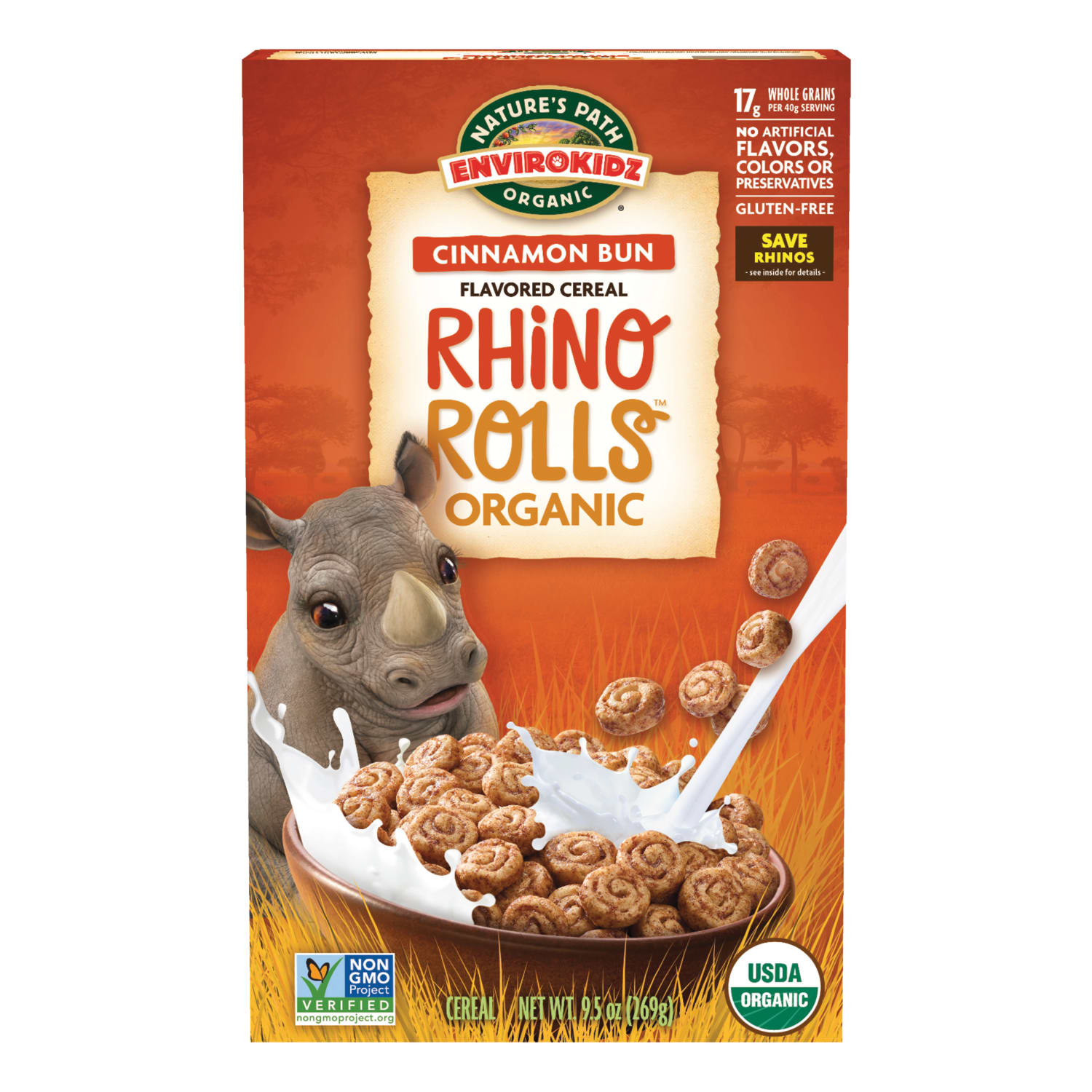 Nature's Path EnviroKidz Organic Rhino Rolls Cold Cereal 9.5oz Box