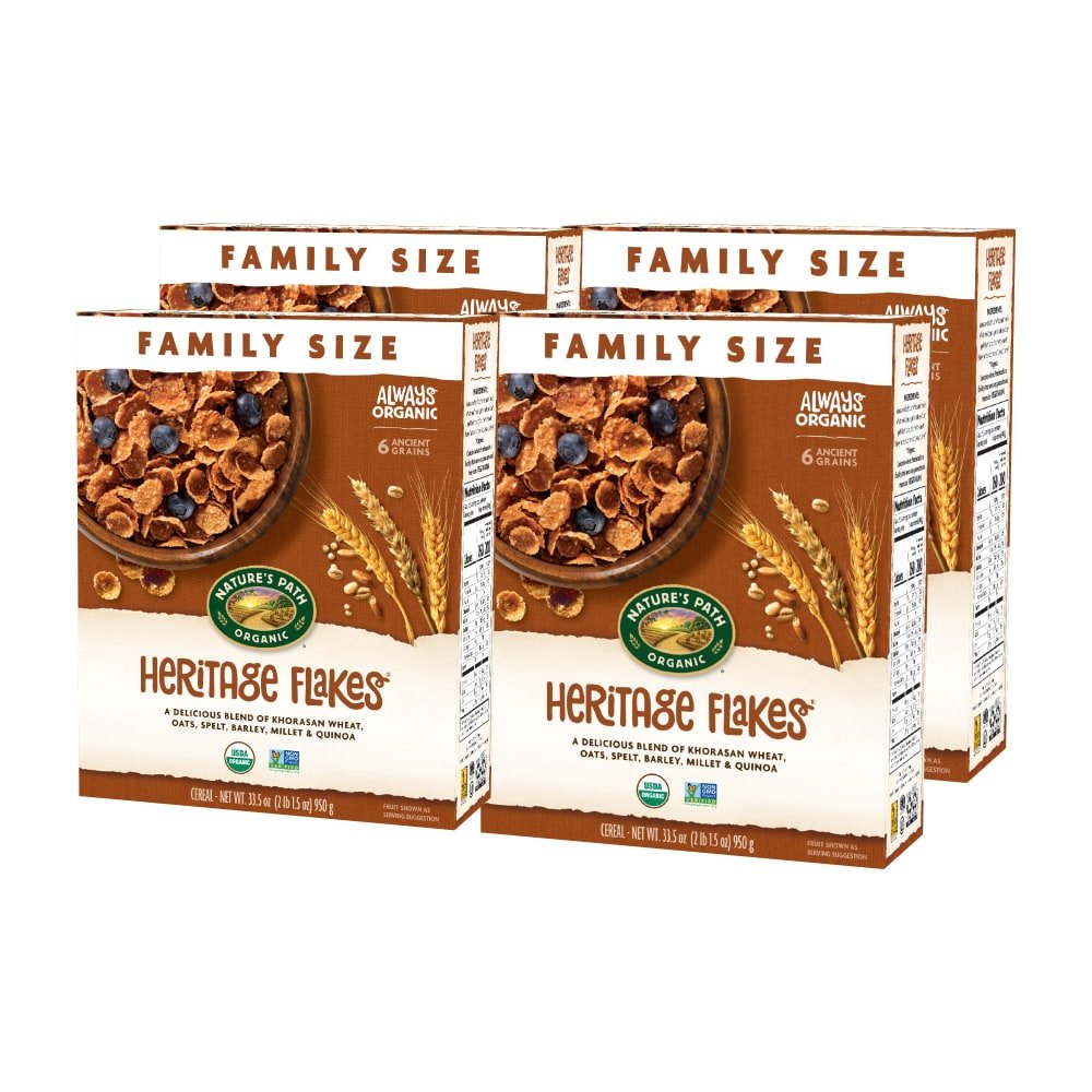 Pack of 4, Nature's Path Organic Heritage Flakes® Cold Cereal 33.5oz Box