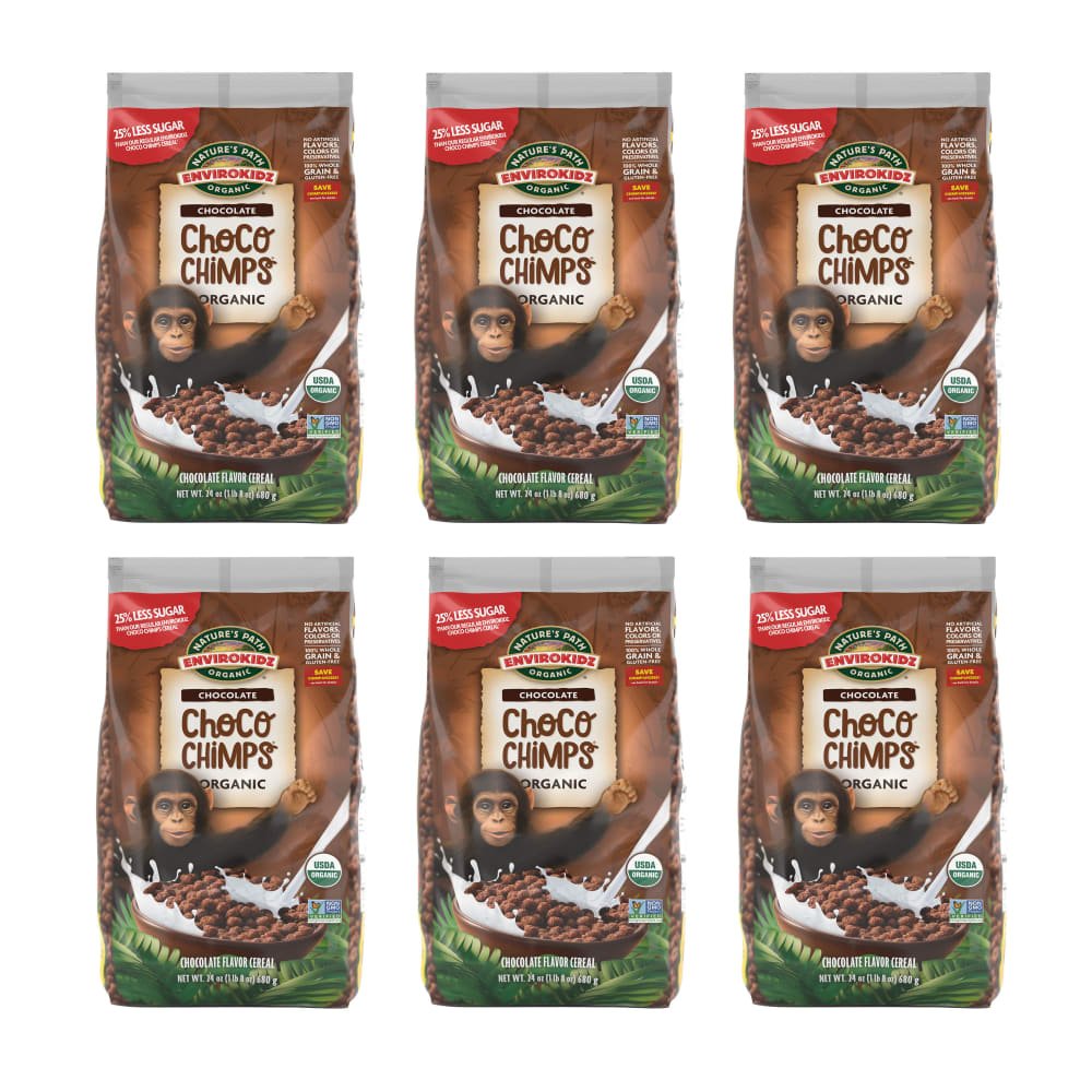 Pack of 6, Nature's Path EnviroKidz Organic Choco Chimps Cold Cereal 24oz Bag