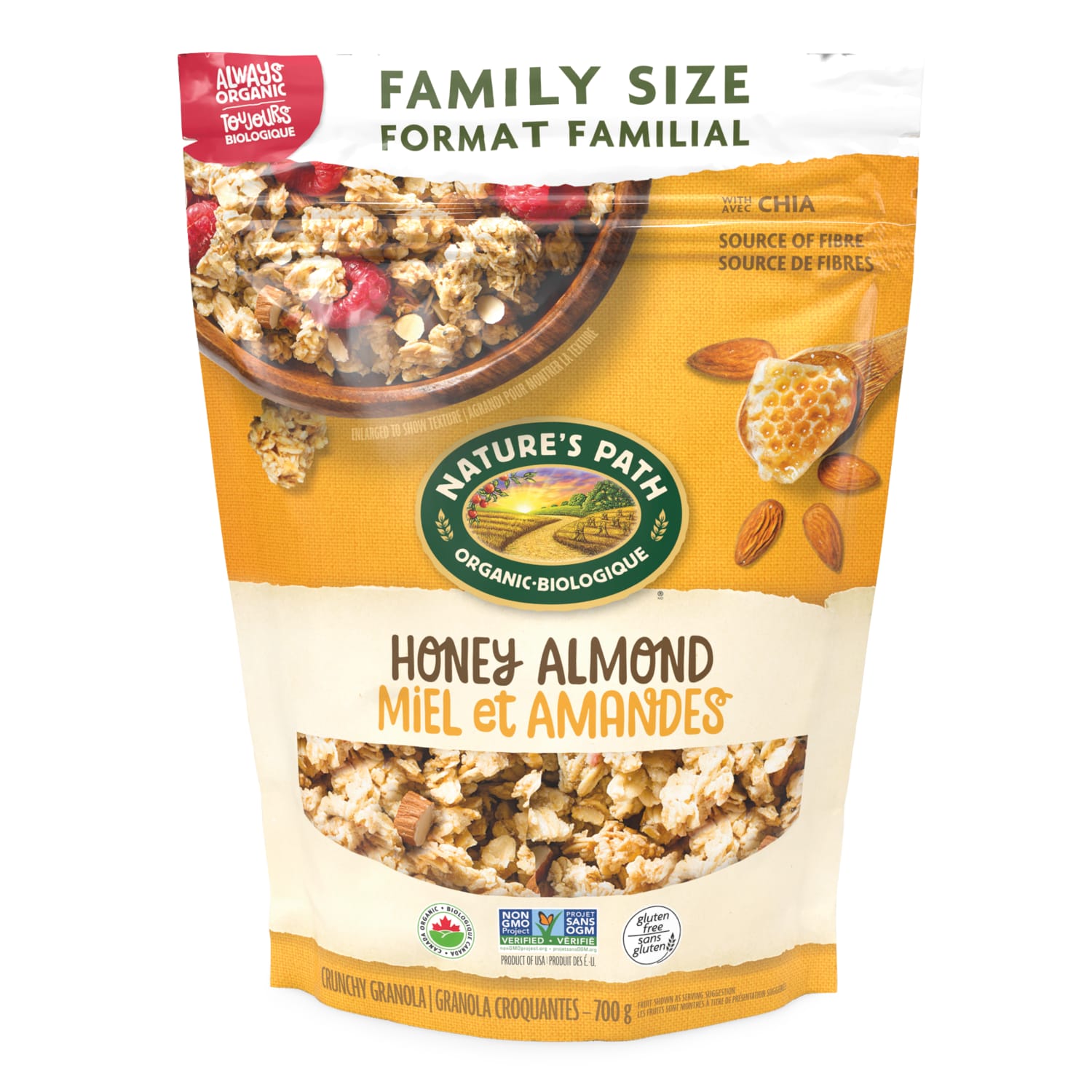 Nature's Path Organic Honey Almond Gluten Free Granola 700g Pouch