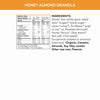Nutrition facts per serving and ingredient statement for Honey Almond Granola