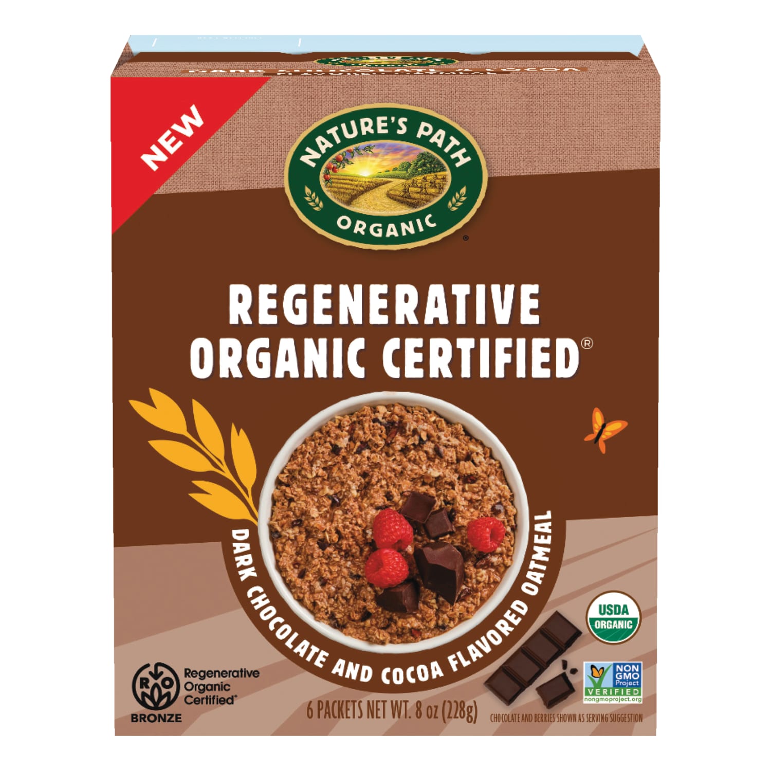 Nature's Path Regenerative Organic Certified Dark Chocolate & Cocoa Hot Oatmeal 8oz Box