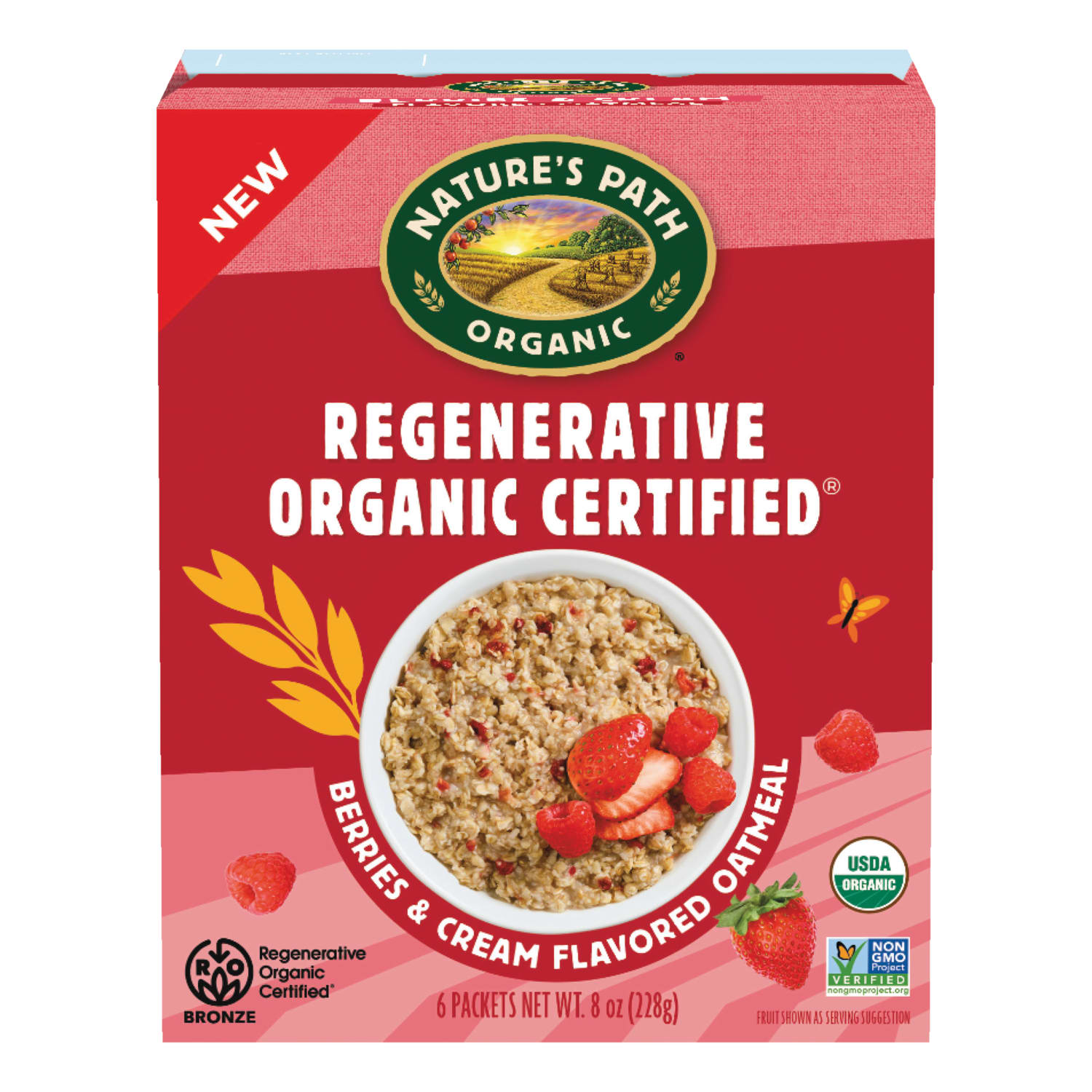 Nature's Path Regenerative Organic Certified Berries & Cream Hot Oatmeal 8oz Box