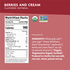 Nutrition facts per serving and ingredient statement for Regenerative Organic Berries & Cream Instant Oatmeal