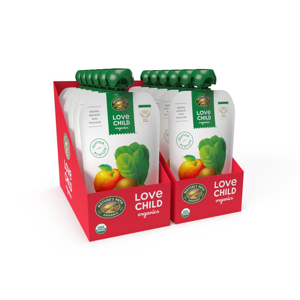 Pack of 12, Love Child Organics Superblends Apples, Spinach, Kiwi + Broccoli Puree 4oz Pouch