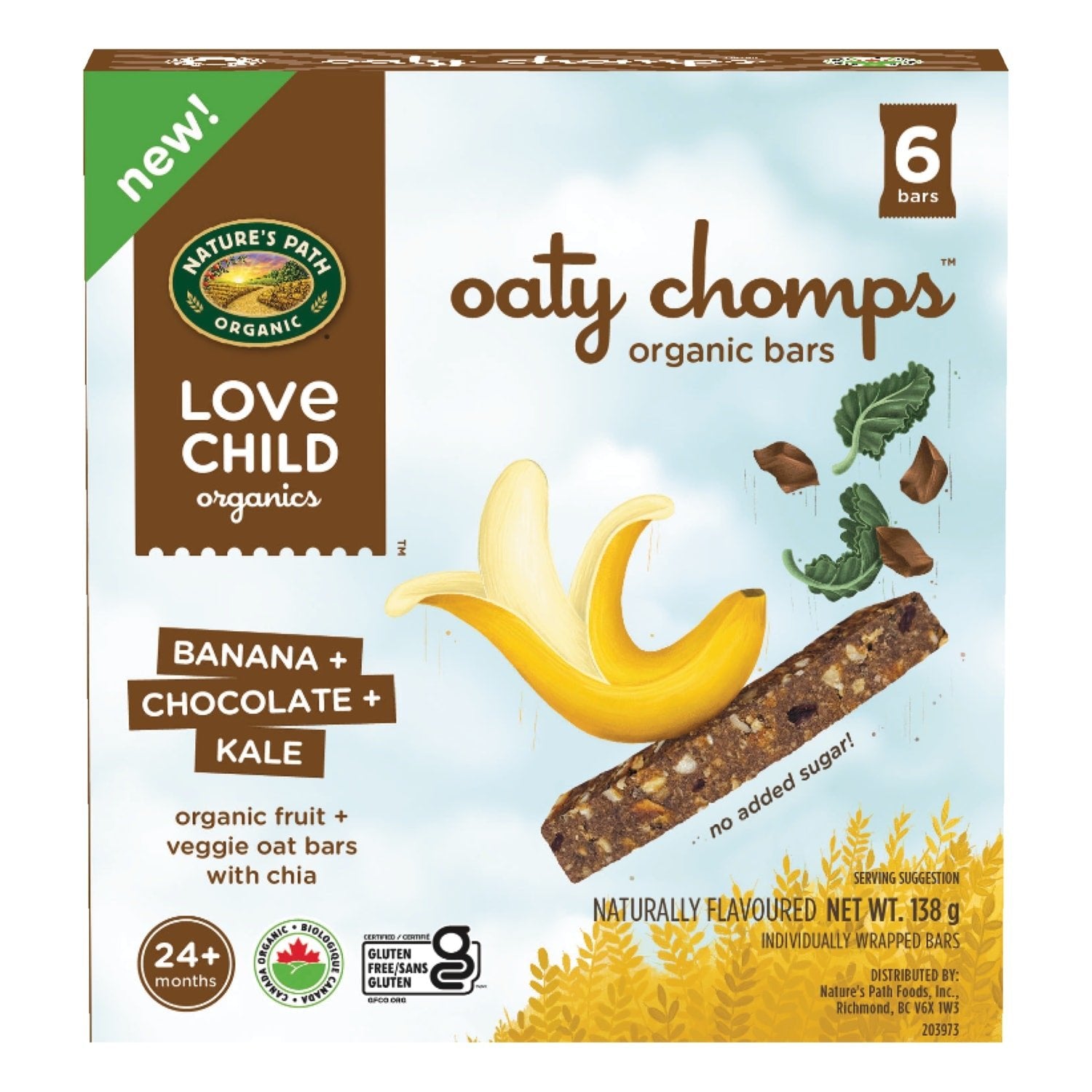 Love Child Organics Oaty Chomps Banana + Chocolate + Kale Snack Bar 138g Box