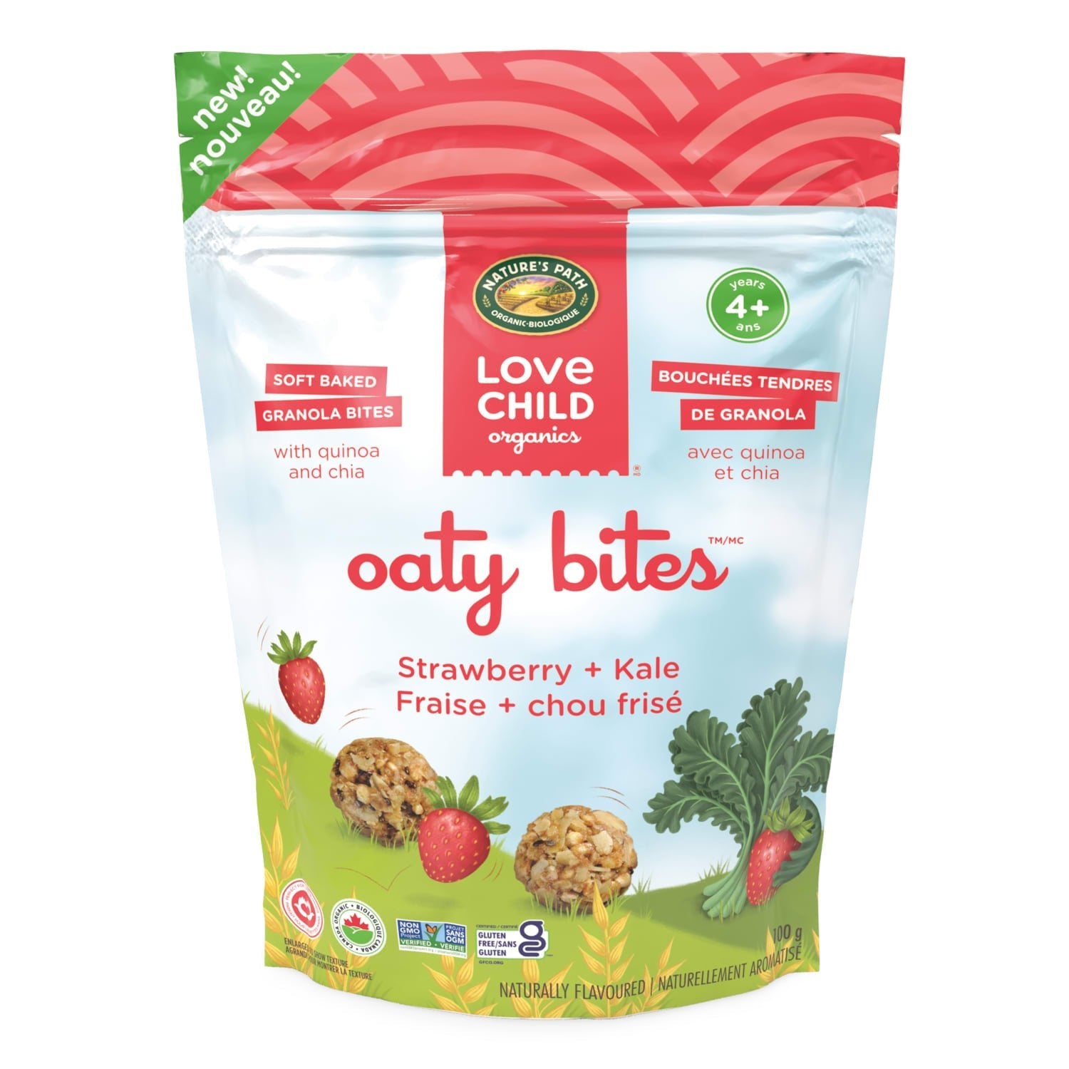 Love Child Organics Oaty Bites Strawberry + Kale Snack Bites 100g Pouch