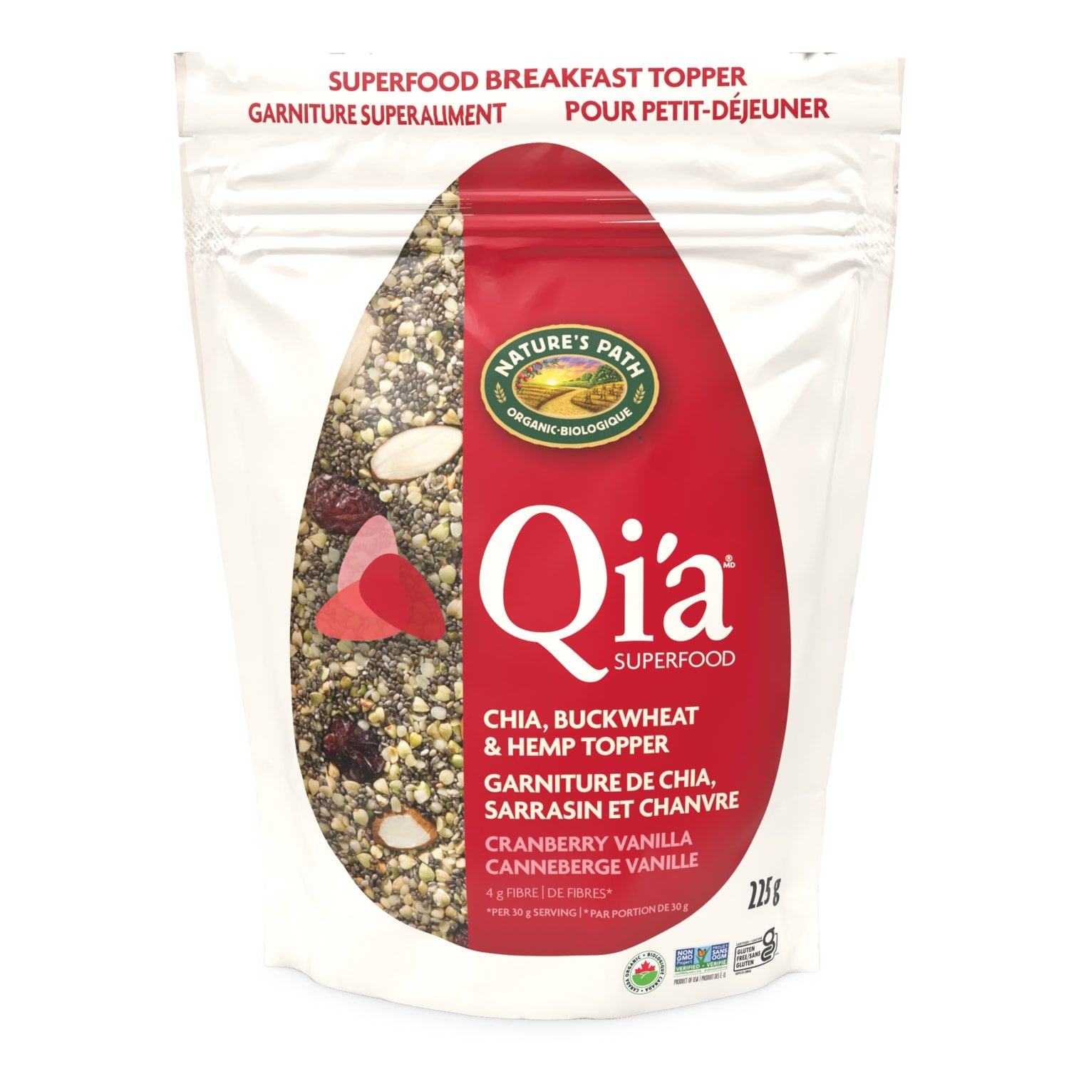 Nature's Path Qi'a Organic Cranberry Breakfast Topper Cereal 225g Pouch