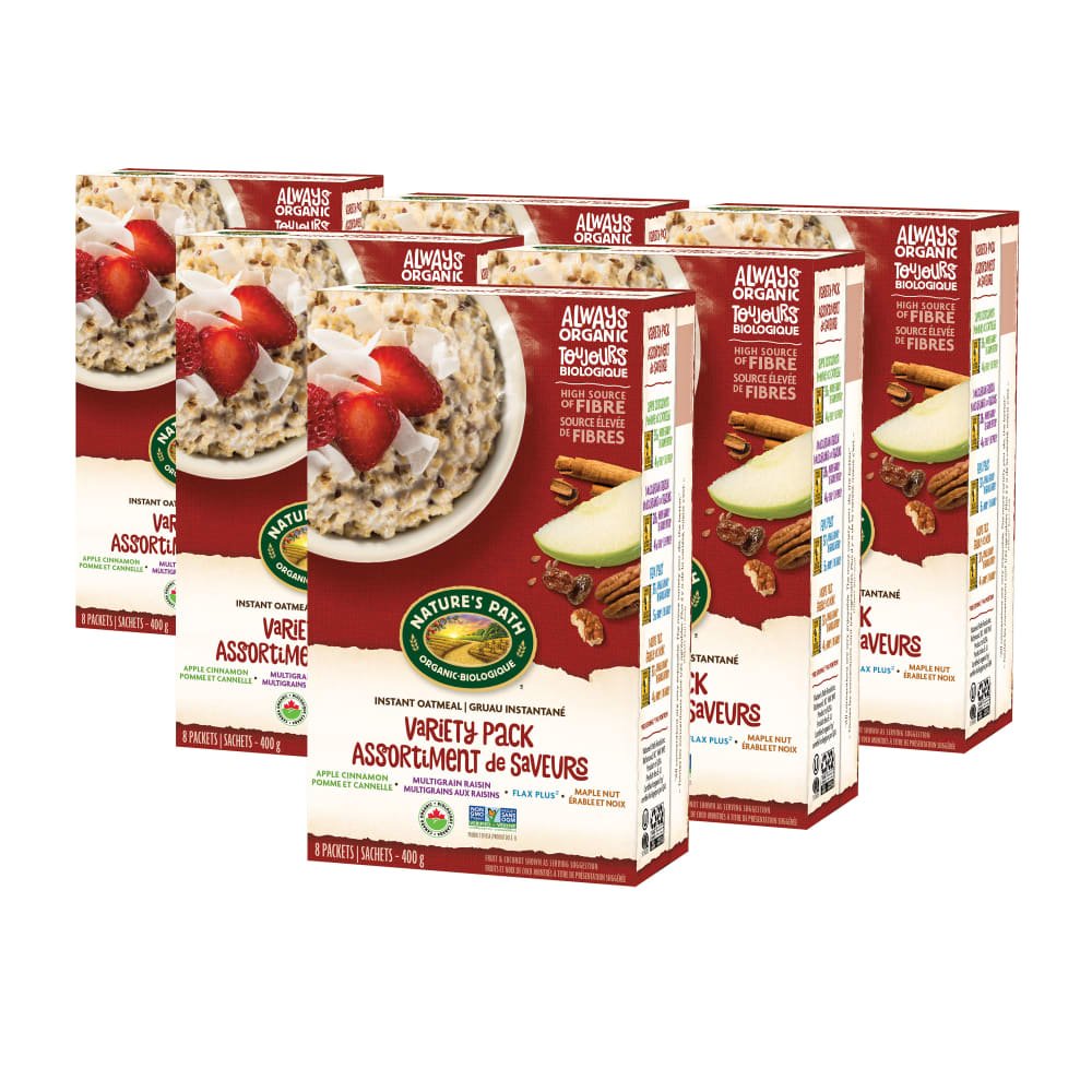 Pack of 6, Nature's Path Organic Variety Pack Oatmeal 400g Box