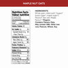 Nutrition facts per serving and ingredient statement for Maple Nut Instant Oatmeal