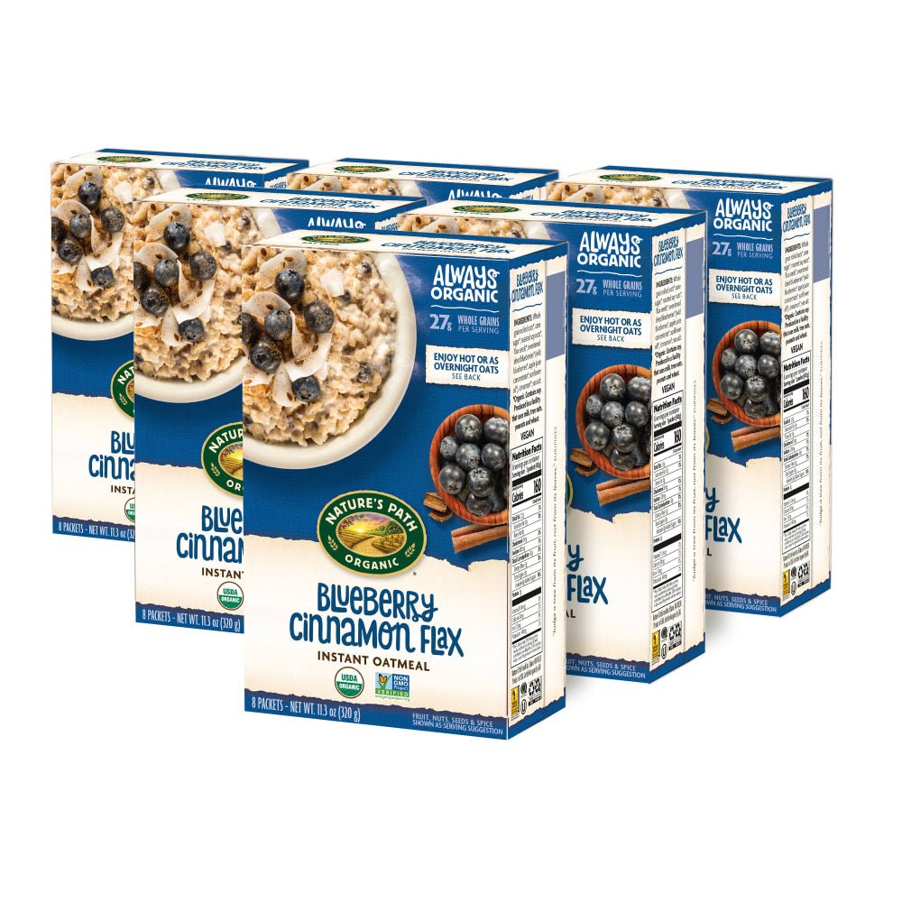 Pack of 6, Nature's Path Organic Blueberry Cinnamon Flax Oatmeal 11oz Box