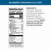 Nutrition facts per serving and ingredient statement for Blueberry Cinnamon Flax Instant Oatmeal