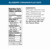 Nutrition facts per serving and ingredient statement for Blueberry Cinnamon Flax Instant Oatmeal