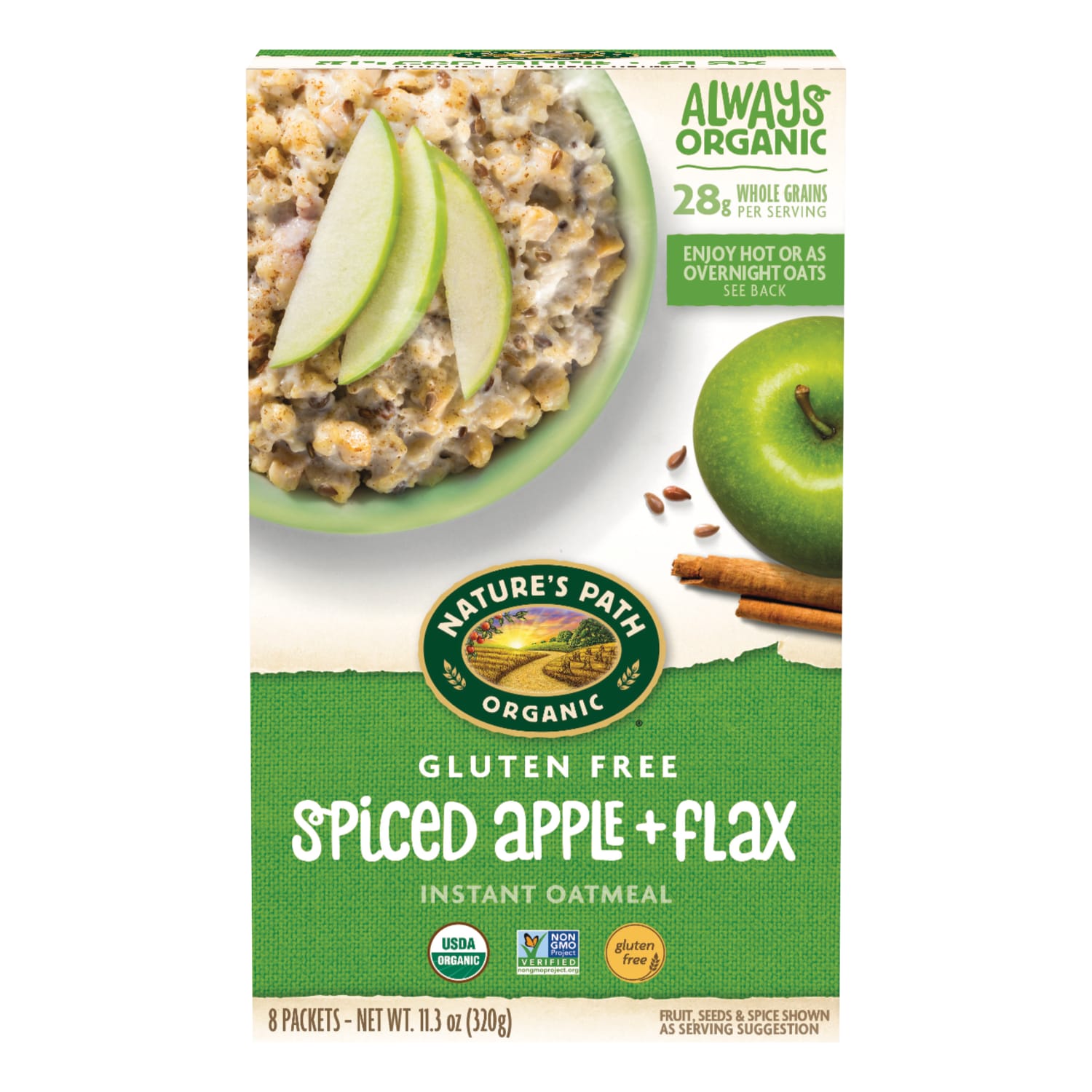 Nature's Path Organic Apple Cinnamon Gluten Free Oatmeal 11oz Box