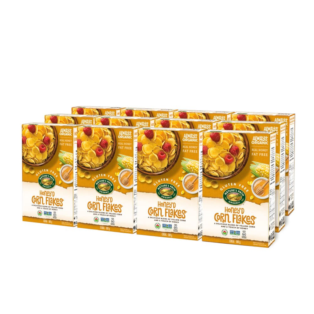 Pack of 12, Nature's Path Organic Honey'D Corn Flakes Cereal 300g Box