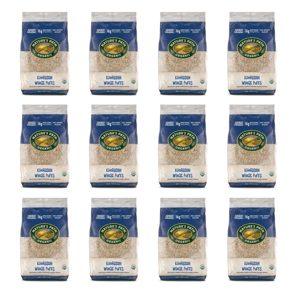 Pack of 12, Nature's Path Organic Puffed Khorasan Cold Cereal 6oz EcoPac Bag