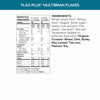 Nutrition facts per serving and ingredient statement for Flax Plus Multibran Flakes Cereal