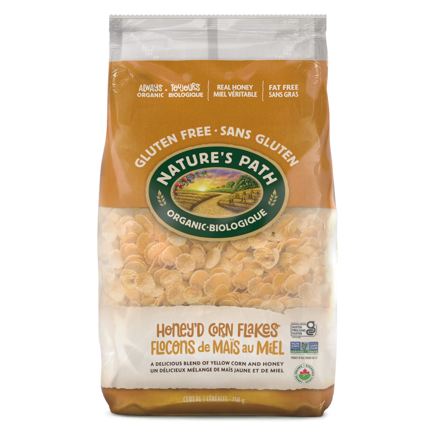 Nature's Path Organic Honey'D Corn Flakes Cereal 750g EcoPac Bag