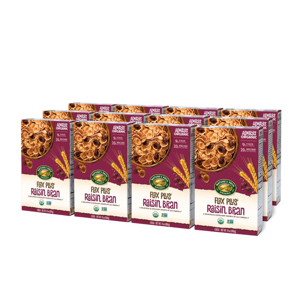 Pack of 12, Nature's Path Organic Flax Plus Raisins Cereal 14oz Box