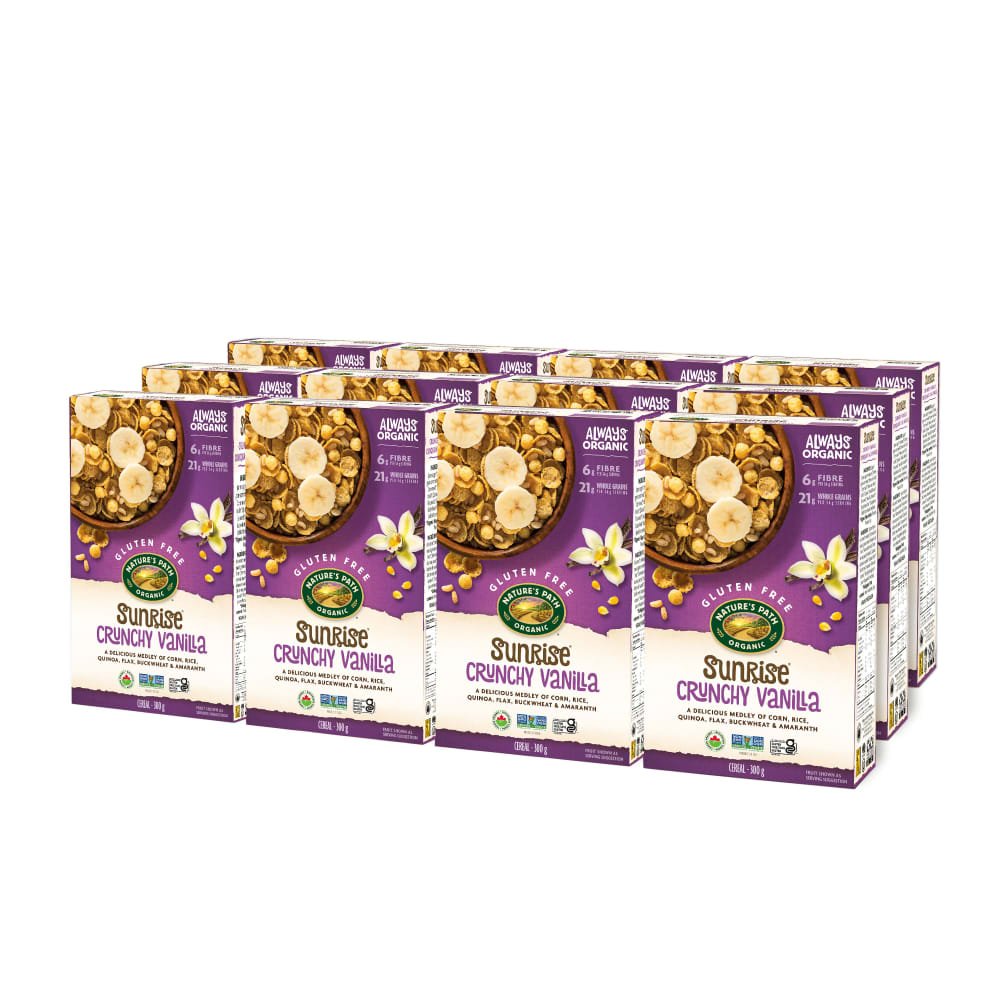 Pack of 12, Nature's Path Organic Crunchy Sunrise Vanilla Cereal 300g Box