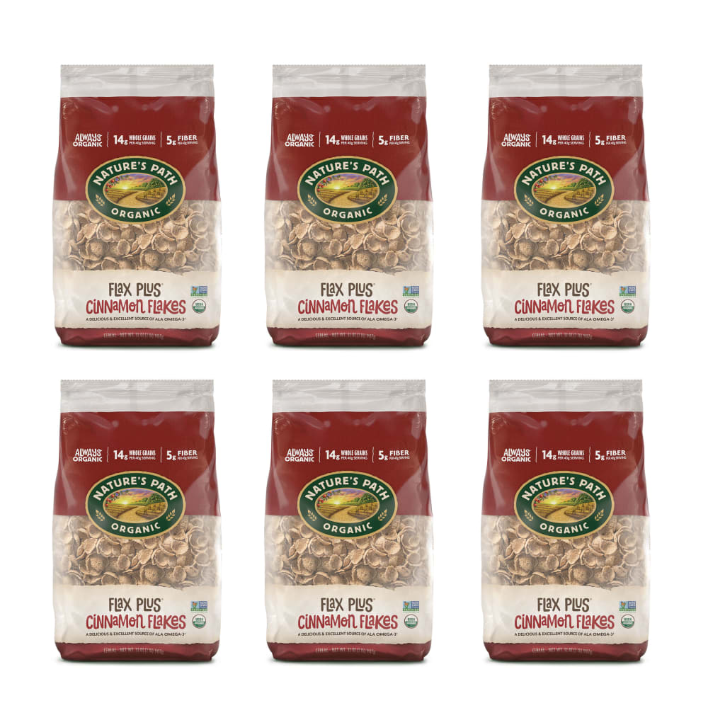 Pack of 6, Nature's Path Organic Flax Plus Cinnamon Cold Cereal 32oz EcoPac Bag