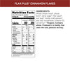Nutrition facts per serving and ingredient statement for Flax Plus Cinnamon Flakes Cereal