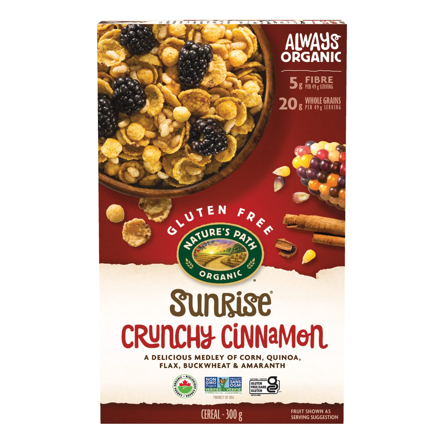 Nature's Path Organic Crunchy Sunrise Cinnamon Cereal 300g Box