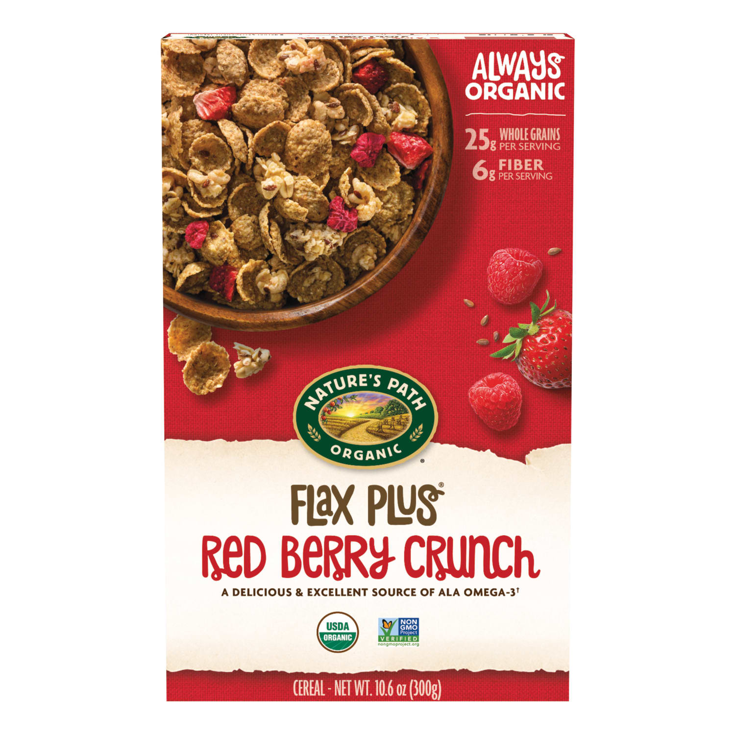 Nature's Path Organic Flax Plus Red Berry Crunch Cereal 10oz Box