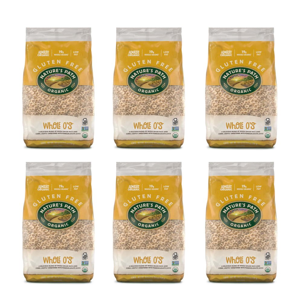 Pack of 6, Nature's Path Organic Whole O'S Cold Cereal 26oz EcoPac Bag