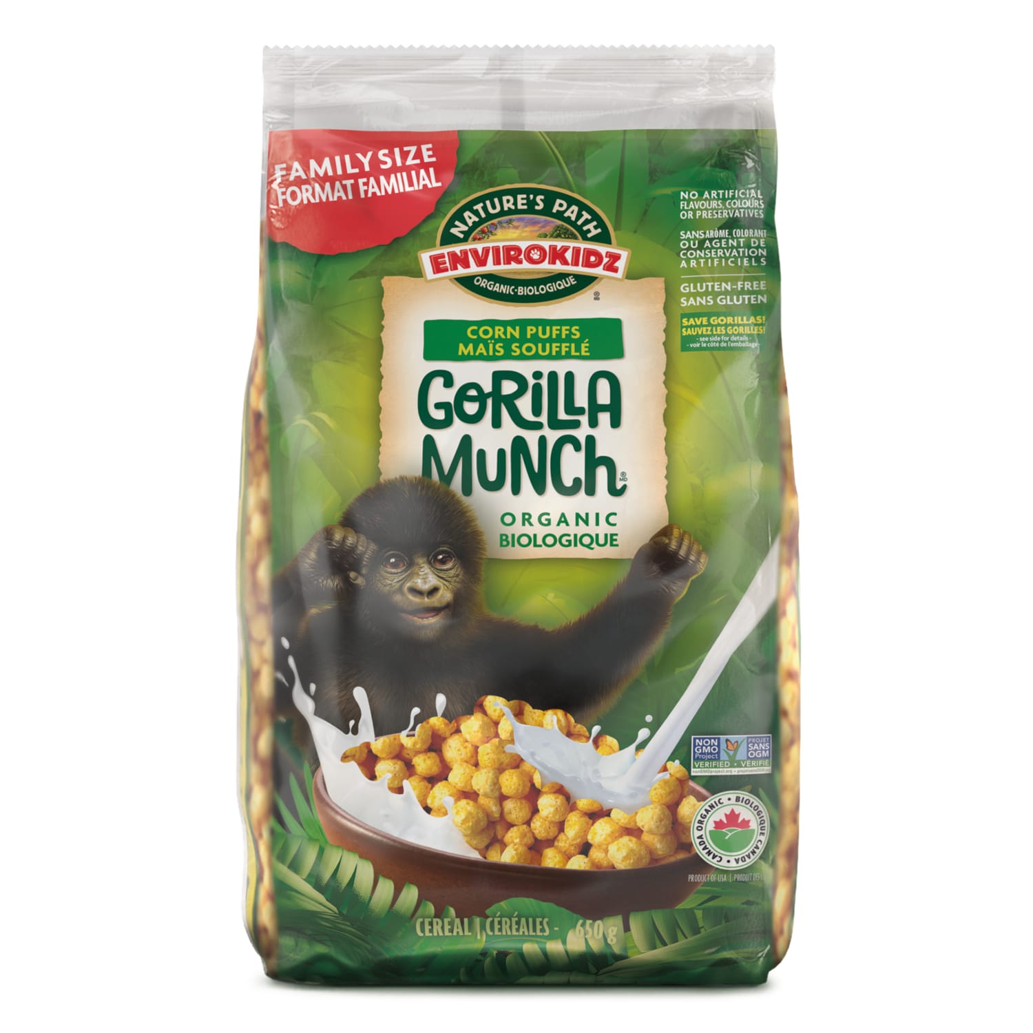 Nature's Path EnviroKidz Organic Gorilla Munch Cereal 650g EcoPac Bag