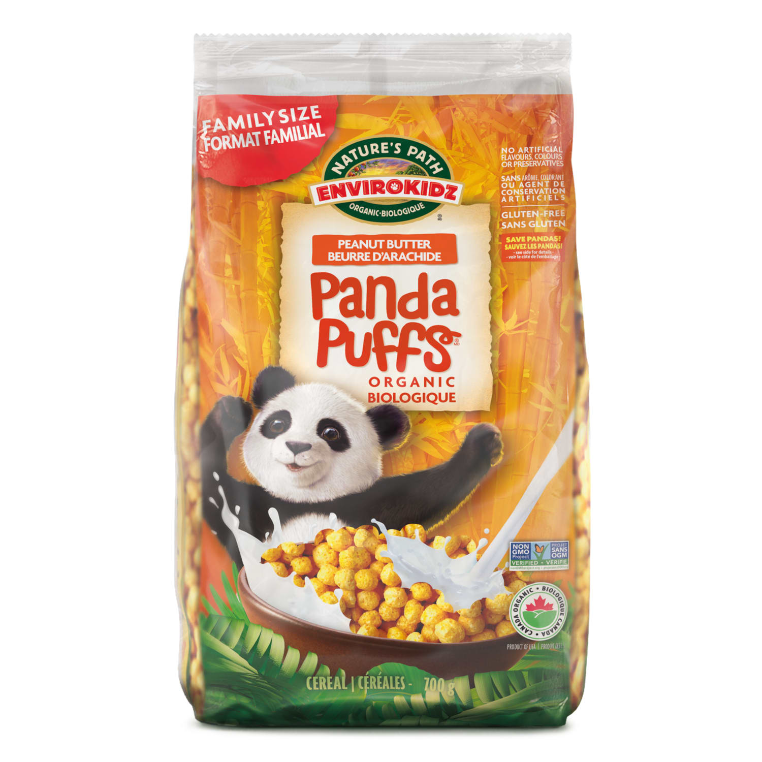 Nature's Path EnviroKidz Organic Panda Puffs Cereal 700g EcoPac Bag