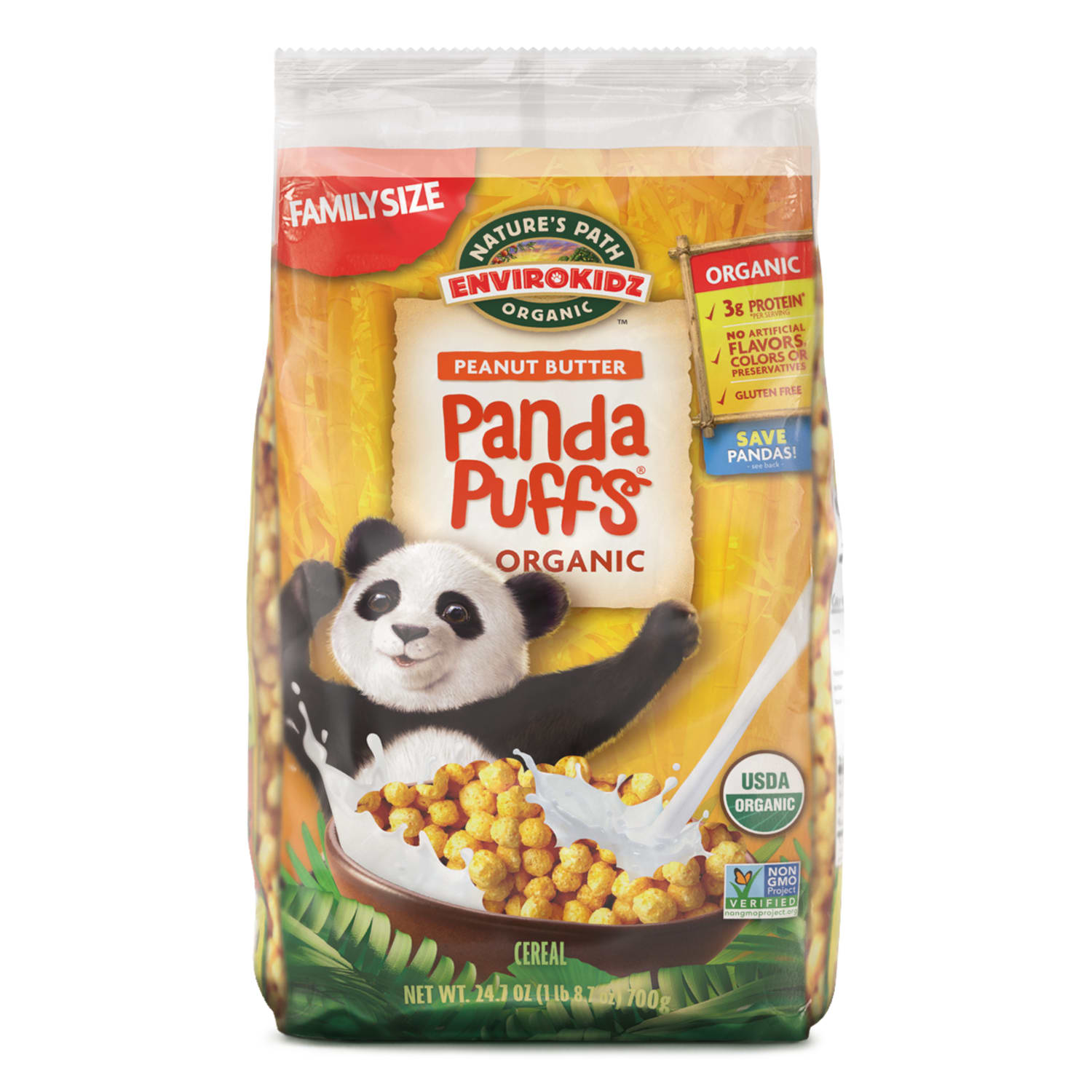 Nature's Path EnviroKidz Organic Panda Puffs Cold Cereal 24.7oz EcoPac Bag