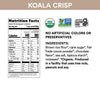 Nutrition facts per serving and ingredient statement for Chocolate Koala Crisp Cereal