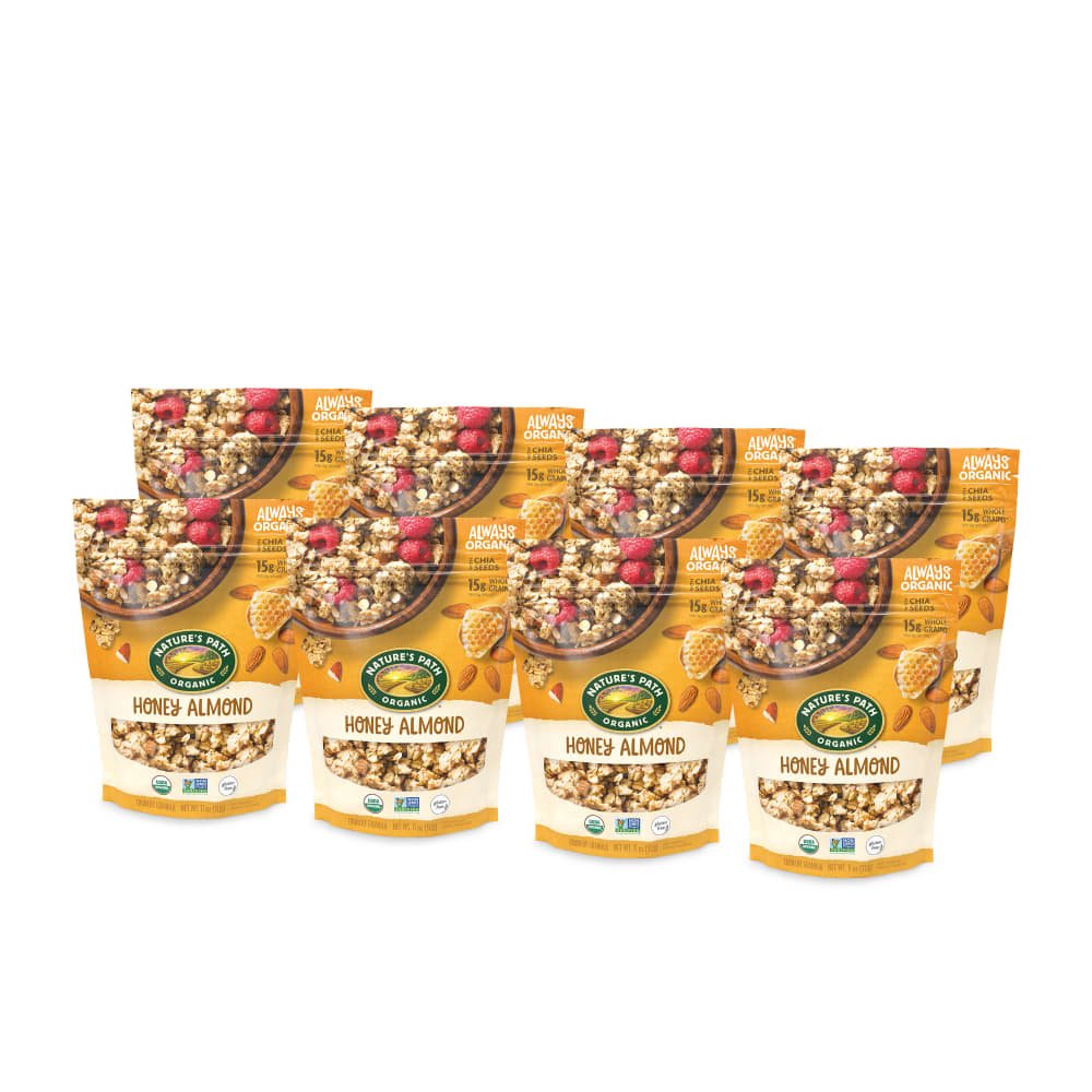 Pack of 8, Nature's Path Organic Honey Almond Gluten Free Granola 11oz Pouch